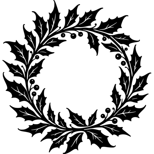 Sophisticated Christmas wreath with holly leaves and berries.