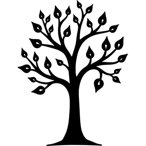 Silhouette of a tree with twinkling lights on its branches