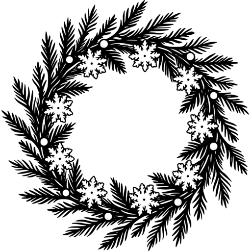 A winter wonderland themed Christmas wreath featuring snowflakes and pine branches.