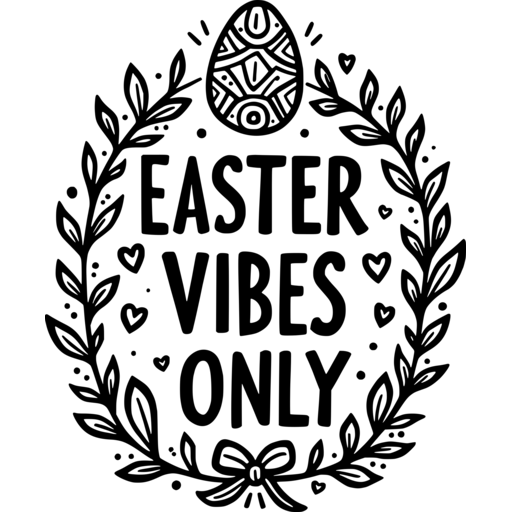 Design featuring 'Easter Vibes Only' surrounded by floral elements and an easter egg.