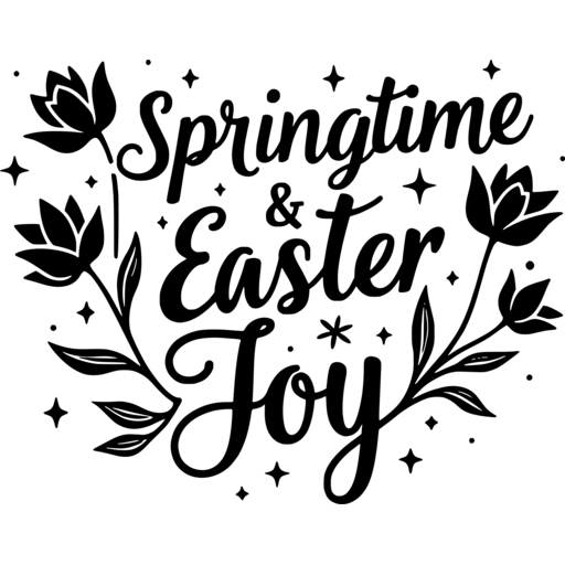 Elegant design featuring the text 'Springtime & Easter Joy' surrounded by floral elements.