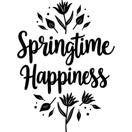 Floral design featuring the text 'Springtime Happiness'