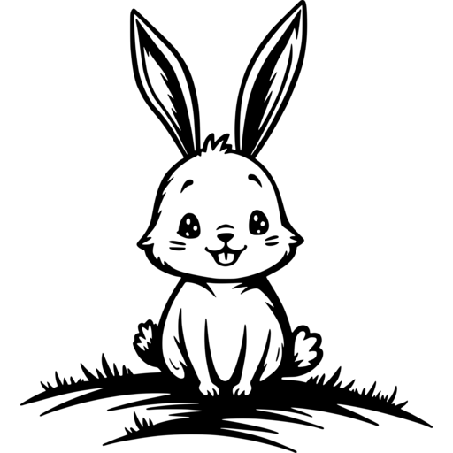 Cute Easter bunny sitting on a grassy hill